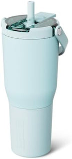BrüMate Resa Flip 35oz Travel Tumbler with Covered Flip Down Straw | 100% Leakproof Water Bottle | Made of Insulated Stainless Steel | Cup Holder Friendly Silicone Base | 35oz (Blue Agave) by Br%C3%BCMate