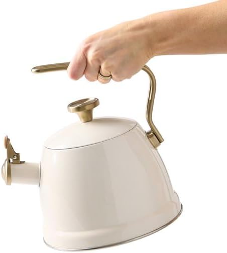 2-Quart Cream Stainless Steel Whistling Stovetop Tea Kettle - Image 3