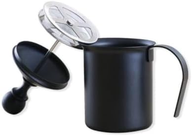 Black Manual Milk Frother 400cc PP Stainless Steel for Milk by PRETYZOOM