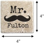 Infusion Colorful Grayson Family Name & Year Stripe Design - Personalized Tumbled Travertine Coasters - Set of 4 - Image 3