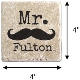 Infusion Colorful Grayson Family Name & Year Stripe Design - Personalized Tumbled Travertine Coasters - Set of 4 - Image 3