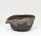 Urban Tokyo Meisen Pottery Handmade Ceramic Matcha Bowl with Pouring Spout, Japanese Minoyaki Pottery, Tea Ceremony Whisking, 18oz, Made in Japan (Mangantataki (Copper Black)) by Urban+Tokyo