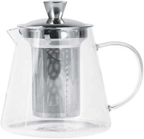 Cristel Oolong Collection Borosilicate Glass Teapot, 41 Ounces, With Stainless Steel Lid and Infuser by Cristel
