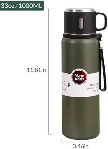 1000ml Double wall vacuum Leakproof stainless steel wide mouth insulated water bottle,tea tumbler with tea strainer infuser basket,cup and lid; travel coffee thermoses hot drinks,cold thermal flask - Image 3