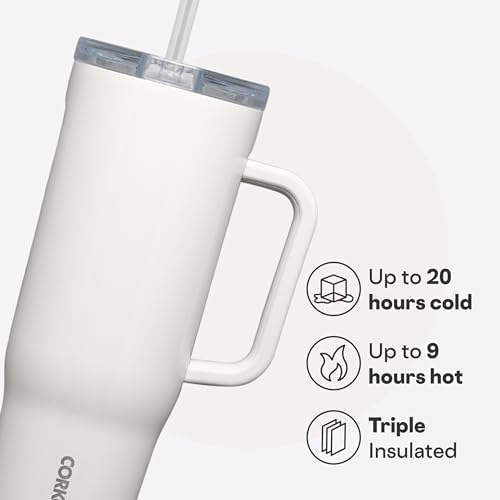 Corkcicle Cruiser Tumbler with Handle & Straw, 40 oz, Oat Milk - Image 3