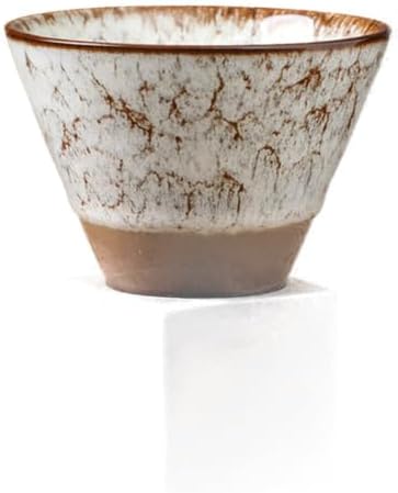 Ceramic Pedestal Coffee Cup, 7 Oz Flared Mug with Square Holder, 25 Colors (Ivory Crackle) by Unknown