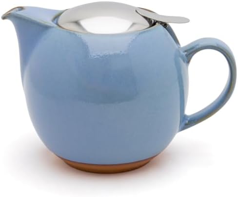 Zero Japan Bee House Round Teapot - Ceramic Teapot with Removable Lid & Stainless Steel Infuser for Loose Tea - Tea Pot for Two - Hydrangea Blue (24 oz) by ZEROJAPAN