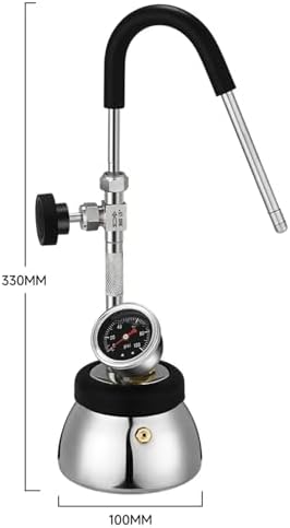 Steam Milk Frother Machine, Outdoor Steam Boiling Water Frothing Machine, 300 Ml Stainless Steel Kettle with 3-Hole Nozzle and Air Pressure Gauge, Adjustable Angle, Silver - Image 5