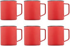 DISCOUNT PROMOS Kenai Powder Coated Travel Mugs 13.5 oz. Set of 6, Bulk Pack - Double Wall, Perfect for Coffee, Hot Cocoa, Other Hot & Cold Beverages - Red by DISCOUNTPROMOS