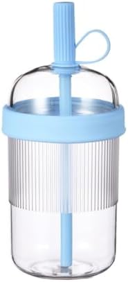 18oz Clear Tritan Tumbler with Straw and Lid, Ribbed Reusable Travel Cup for Iced Coffee, Boba, Smoothies, Water, Fits Car Cup Holder - 540ml Multiple Colors (Sky Blue) by Unknown
