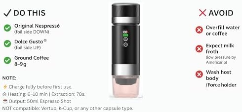 Portable Coffee Maker KF-JN-03 with Digital Display & 20 BAR Pressure – Hot & Cold Brew, Compatible with Coffee Grounds and Capsules, Compact Single-Serve Design with Transparent Cup & 60ml Tank - Image 2