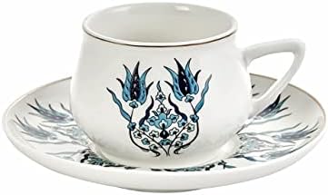 KARACA Iznik XL Turkish Coffee & Espresso Cups 12 Piece Set for 6 100ml by Karaca