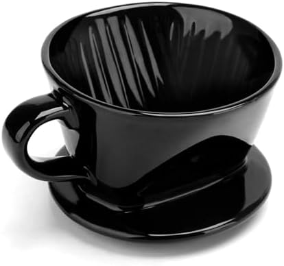 Coffee Filter Cup, Single Black Ceramic Dripper, Reusable Drip Holder(L) - Image 2