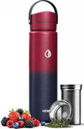 22 oz Ceramic Lined Tea Infuser Travel Tumbler, Micro-Mesh Stainless Steel Infuser, Pure Taste Ceramic Interior, Triple Insulated 12hr Hot Cold, Dual Sip & Straw Lid, Scratch-Resistant by Hemli