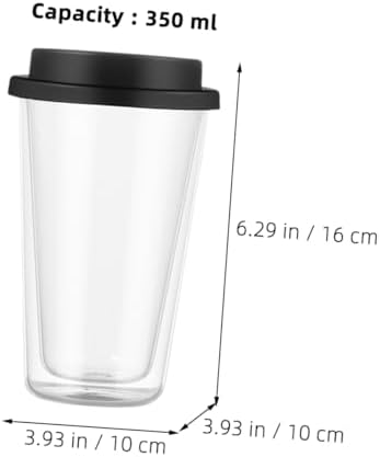 Mikinona Insulated Glass Cup Double Wall Coffee Cup Silicone Lid for Iced Coffee Tea Milk Beverage Modern Design for Family Office Cafe - Image 2