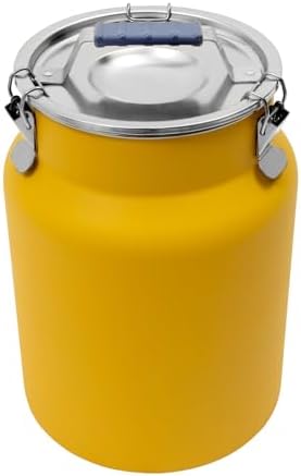 12L/3.17Gal Stainless Steel Airtight Canister Yellow Round Food Storage Canisters with Airtight Lid&Locking Clamp Rice Cereal Grain Canisters Container Bucket for Rice Milk Jug Coffee Bean Storage - Image 5