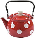 Enameled Tea Kettle Red White Polka-dot Enamelware Kettle 2.7-qt Serving Kettle Kitchen Kettle by Unknown