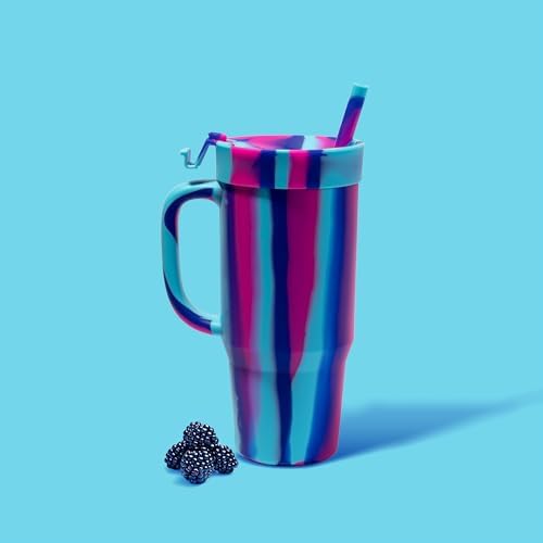 Silipint 32oz Silicone Tumbler with Handle, Flip Lid and Straw – Pack of 1 BPA-Free, Non-Toxic, Microwave, Dishwasher Safe Tumbler – Perfect for Tea, Cold Water, Smoothies (Cool Berry Crush) - Image 5