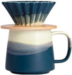 Handmade Gradient White Blue Pour Over Coffee Maker Set Fambe Ceramic Coffee Dripper Brewer Heat Resistant Coffee Pot Decanter ACM08 - Image 3