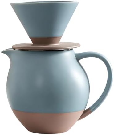 Elegant Ceramic Pours Over Coffee Maker Set with Dripper and 830ml Pots for Home Offices and Cafes Restaurant by Unknown