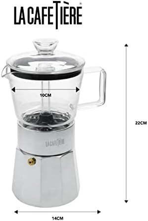 La Cafetière Verona Glass Espresso Maker, Chrome, 6 Cup, Gift Boxed - Image 2