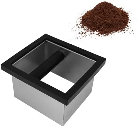 Bottomless Knock Box Chute, Stainless Steel Bottomless Espresso Coffee Knock Box Countertop Coffee Grounds Container for Home Cafe Restaurant Hotel by Cyrank