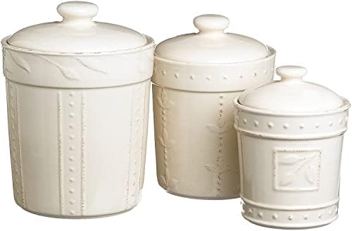 Signature Housewares Sorrento Set of 3 Ivory 36oz, 48oz, 80oz Canisters, 7701 by SignatureHousewares