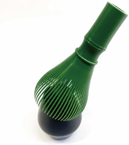 Japanese Tea Whisk Made of Resin, Non-breakable Dishwasher Compatible, Made in Japan, Green Bamboo Color by OKADAEN