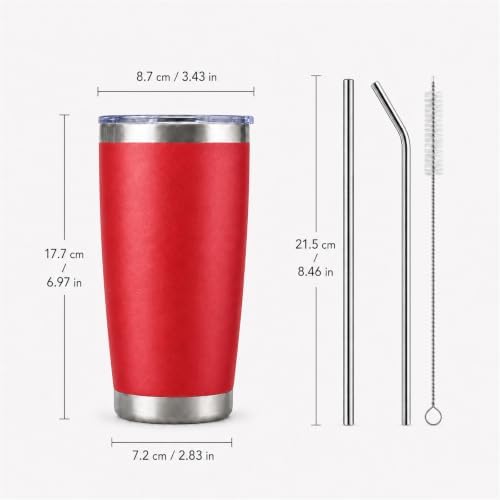 Pandance 20oz Stainless Steel Insulated Tumblers Bulk, Red, 12 Pack - Image 3