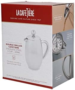 La Cafetière Stainless Steel Double Walled Insulated Cafetière 3 Cup, Stainless Steel, Silver - Image 2