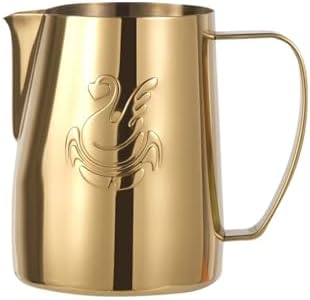 Elegant Stainless Steel Frothing Cup Coffee Pitcher Milk Cream Espresso Latte Art Jug for Barista Coffee Bar(600ml,Gold) by Unknown