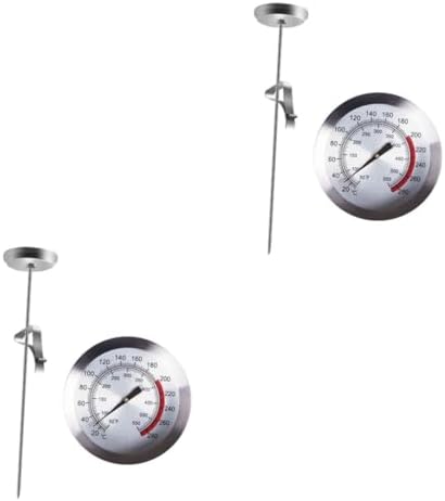 3 Pcs Deep-Fried Pot Thermometer Can Opener Electric Coffee Thermometer Digital Stainless Steel Probe with Fixed Clip Turkey Roasting Rack BBQ Deep Fry Frying Pan Food (Silverx2pcs 23X5.4X5.4CMx2pcs) by Unknown