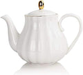 Sweejar 28FLOZ Royal Teapot with Infuser,Porcelain Tea Pot(White) by Sweejarco1949