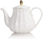 Sweejar 28FLOZ Royal Teapot with Infuser,Porcelain Tea Pot(White) by Sweejarco1949