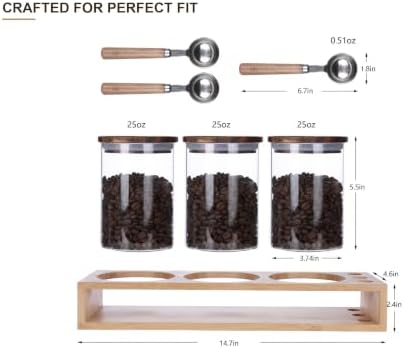 KKC HOME ACCNETS Glass Coffee Jar Set with Spoon Holder-3x25oz - Image 4