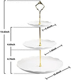 Sweejar 3 Tier Ceramic Cake Stand Wedding, Dessert Cupcake Stand for Tea Party Serving Platter(Rose White) - Image 6