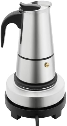 500W Electric Coffee Maker Machine with Stove – 4 Cup Espresso Coffee Pot with 5-Gear Adjustable Temp (32-392℉), Stainless Steel Moka Pot for Stovetop or Countertop, for Home Office Cafe, Silver by Unknown