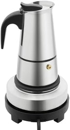 500W Electric Coffee Maker Machine with Stove – 4 Cup Espresso Coffee Pot with 5-Gear Adjustable Temp (32-392℉), Stainless Steel Moka Pot for Stovetop or Countertop, for Home Office Cafe, Silver by Unknown
