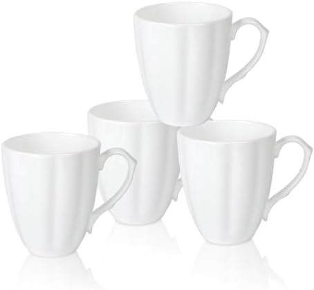 Fine Bone China Coffee Mugs Set of 4, 12 oz, Pumpkin Shaped by COSTMANCE