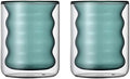 Double Wall Insulated Glass Cups for Coffee - Unique Ripple Shape Colorful Glass Mugs - Cute Shot Glass for Tea, Espresso, Cappuccinos, Latte, Martini, Cocktail, Macchiato, 220ml, 7.4 OZ, Set of 2 by BesoAbrazo
