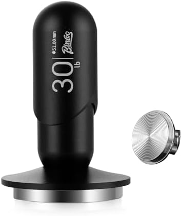 Bincoo Espresso Coffee Tamper 51mm,30lb Spring-Loaded Calibrated Tamper-Stainless Steel Base Espresso Coffee Tamper for Barista Home Coffee Espresso Accessories (Black, 51mm) by Bincoo