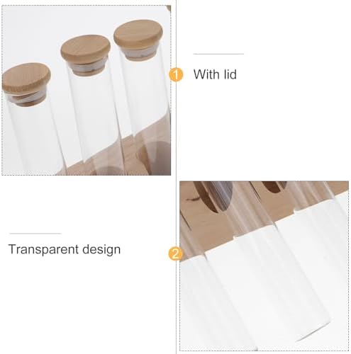 Glass Coffee Bean Storage Tubes, 70ml Airtight Jars with Wooden Stand - Image 3