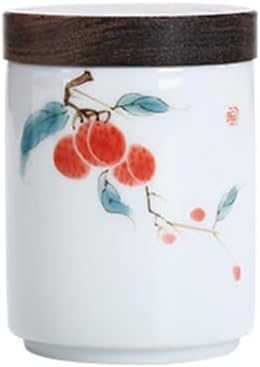 Tea Canister, Tea Caddy Portable Travel Tea Caddy Moisture-Proof Coffee Bean Tin with Wooden Lid Food Storage Jar for Coffee/Sugar/Loose Tea Leaf(B) by Unknown