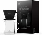 Pour Coffee Dripper Set Manual Drip Ceramic Coffee Maker 600ML Glass Carafe Ceramic Dripper Coffee Filters（Black） by CrossCreekLLC
