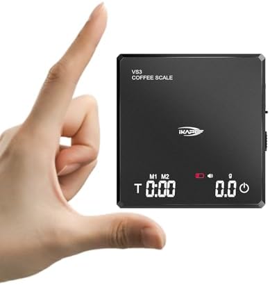 IKAPE Digital Mini Coffee Scale with Timer, 2kg/0.1g High Precision Rechargeable Drip Espresso Scale with Tare Function, LED Display(Black) by IKAPE