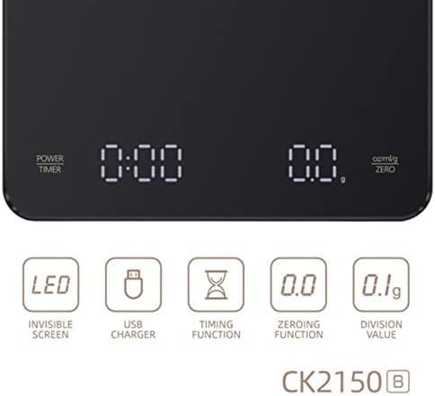 Precision Electronic Scale LED Display Built-in Auto Timer Pour Over Espresso Smart Coffee Scale Kitchen Scales 3kg (Color : Precision Scale) - Image 3