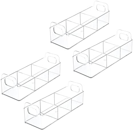 mDesign Plastic Condiment Organizer and Tea Bag Holder - 9" Long Kitchen Pantry/Countertop Storage Caddy - Divided Chip, Snack, Granola, Oatmeal Packet Holder - Lumiere Collection - 4 Pack - Clear - Image 5