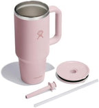 Hydro Flask Travel Tumbler with Handle, Lid and Straw - Insulated Stainless Steel in 40 Oz Tonal Trillium Pink - Image 2