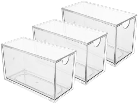 3pcs Tea Bag Storage Organizer with Drawers, Acrylic Stackable Box by GARNECK