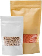 DiRose White Kraft Stand Up Pouches with Window, Reclosable Food Storage Bags, Heat Sealable Stand Up Pouch for Coffee, Candy, Nuts, Tea, Spices – 12 oz (300 Pack) - Image 2